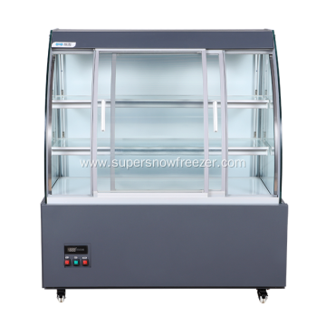 Front curved sliding glass door display cooler showcase